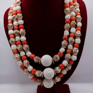 3 LAYERS OF PINK CORALS AND GOLD BALLS